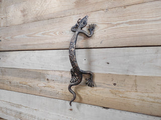 Handmade Lizard Door Handle: Metal Barn Door Pull