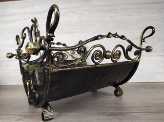 Handmade Wrought Iron Firewood Basket: Decorative Fireplace Log Holder