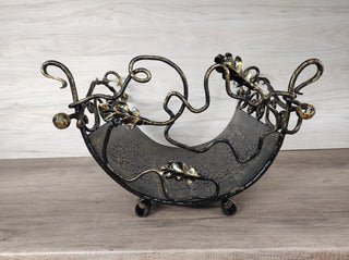 Handmade Wrought Iron Firewood Basket: Decorative Fireplace Log Holder