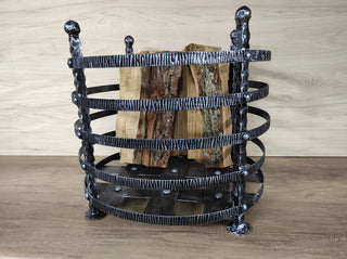 Handmade Metal Firewood Basket: Rustic Fireplace Log Holder