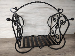 Hand Forged Firewood Basket: Decorative Fireplace Log Holder