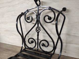 Hand Forged Firewood Basket: Decorative Fireplace Log Holder