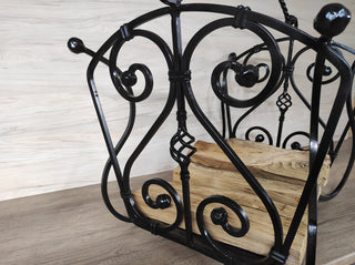 Hand Forged Firewood Basket: Decorative Fireplace Log Holder