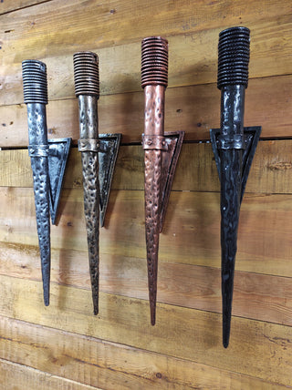 Hand Forged Wrought Iron Viking Torch Sconce - Medieval Wall Light