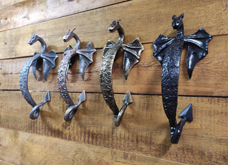 Hand Forged Dragon Door Handle: Wrought Iron Metal Decor