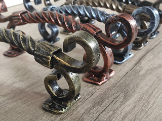 Hand Forged Twisted Metal Barn Door Handle: Rustic Medieval Decor