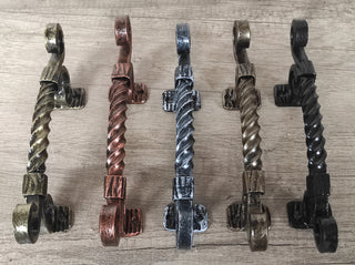 Hand Forged Twisted Metal Barn Door Handle: Rustic Medieval Decor