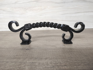Hand Forged Twisted Metal Barn Door Handle: Rustic Medieval Decor