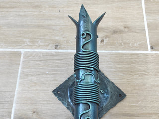Hand Forged Wrought Iron Wall Sconce: Viking Medieval Torch Lantern