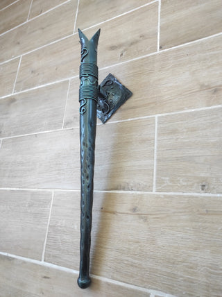 Hand Forged Wrought Iron Wall Sconce: Viking Medieval Torch Lantern