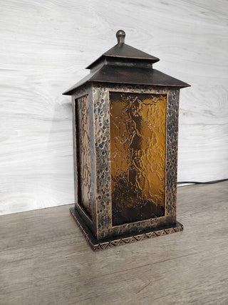 Handmade Wrought Iron Table Lamp: Viking Decor Lantern