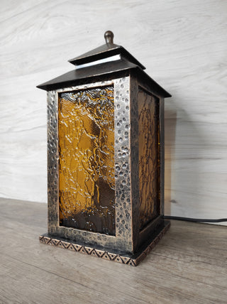 Handmade Wrought Iron Table Lamp: Viking Decor Lantern