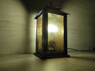 Handmade Wrought Iron Table Lamp: Viking Decor Lantern