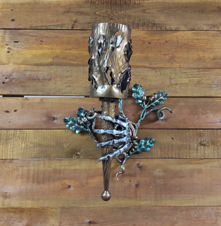 Hand Forged Wrought Iron Wall Sconce: Medieval Viking Torch Lantern