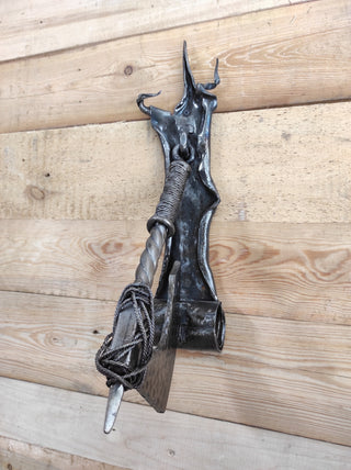 Hand Forged Iron Axe Door Knocker: Medieval Style Decor
