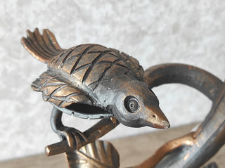 Handmade Forged Bird Table Lamp with Shade