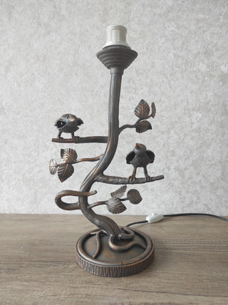 Handmade Forged Bird Table Lamp with Shade