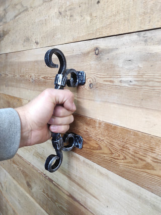 Hand Forged Barn Door Handle: Twisted Metal, Rustic Medieval Decor