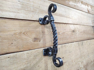 Hand Forged Barn Door Handle: Twisted Metal, Rustic Medieval Decor