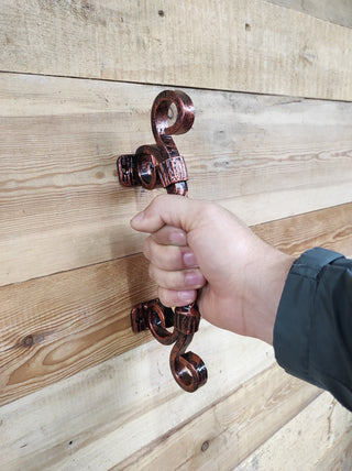 Hand Forged Barn Door Handle: Rustic Medieval Metal Hardware