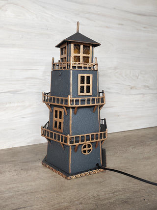 Handmade Wrought Iron Lighthouse Lamp: Bedside Night Light