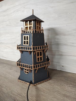 Handmade Wrought Iron Lighthouse Lamp: Bedside Night Light