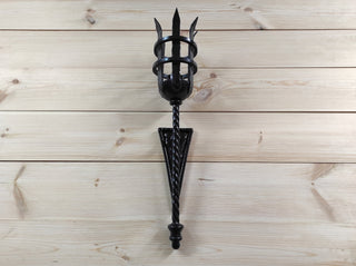 Hand Forged Wrought Iron Wall Sconce: Medieval Viking Torch Lantern