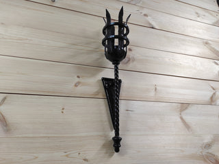 Hand Forged Wrought Iron Wall Sconce: Medieval Viking Torch Lantern