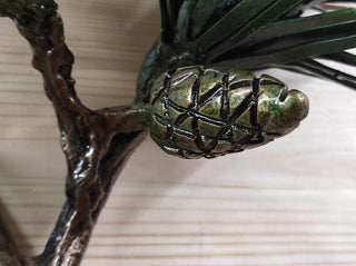 Hand Forged Pine Branch Door Handle: Rustic Metal Barn Door Pull