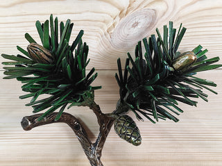 Hand Forged Pine Branch Door Handle: Rustic Metal Barn Door Pull