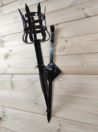 Hand Forged Wrought Iron Wall Sconce: Medieval Viking Torch