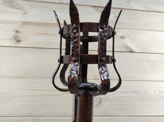 Hand Forged Wrought Iron Wall Sconce: Medieval Viking Torch Lantern