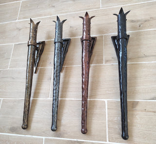 Hand Forged Wrought Iron Viking Torch Sconce - Medieval Wall Lantern