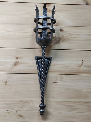 Hand Forged Wrought Iron Wall Sconce: Viking Medieval Torch