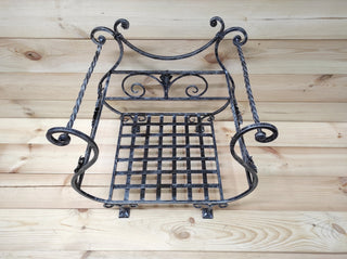 Handmade Wrought Iron Firewood Basket: Decorative Fireplace Log Holder
