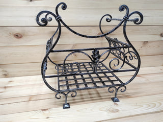 Handmade Wrought Iron Firewood Basket: Decorative Fireplace Log Holder