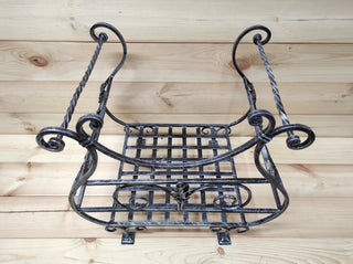 Handmade Wrought Iron Firewood Basket: Decorative Fireplace Log Holder