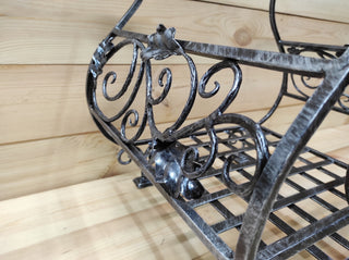Handmade Wrought Iron Firewood Basket: Decorative Fireplace Log Holder