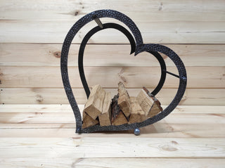 Firewood storage basket, Firewood rack Heart, Metal basket for firewood, Fireplace basket, Storage basket, Wrought iron baskets