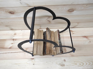 Heart Firewood Basket: Wrought Iron Fireplace Log Holder