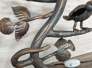 Handmade Forged Bird Table Lamp with Shade