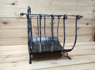 Handmade Wrought Iron Log Holder: Decorative Firewood Basket