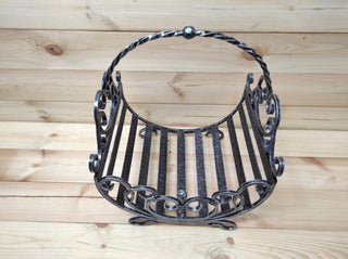 Hand Forged Firewood Basket: Wrought Iron Log Holder