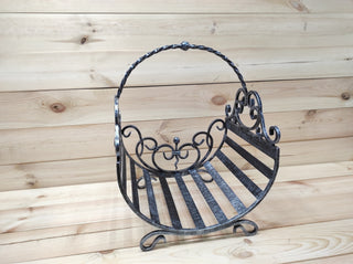 Hand Forged Firewood Basket: Wrought Iron Log Holder