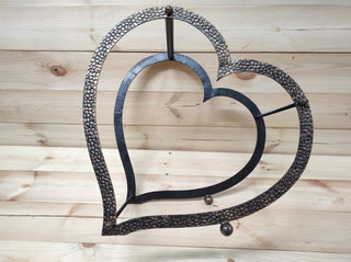 Handmade Heart Firewood Rack: Wrought Iron Fireplace Basket