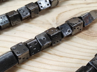 Hand Forged Stainless Steel Skewers with Dice Handles - Set of 6