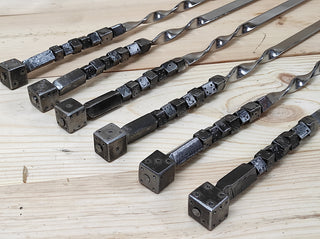 Hand Forged Stainless Steel Skewers with Dice Handles - Set of 6