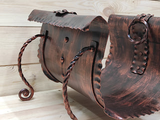Handmade Wrought Iron Log Holder: Rustic Firewood Basket