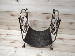 Hand Forged Wrought Iron Firewood Basket - Custom Color Log Holder