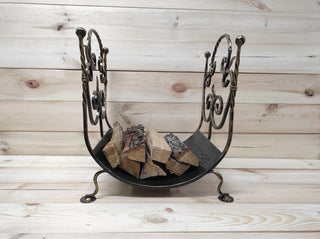 Log holder, Firewood storage, Firewood rack, Firewood basket, Metal basket for firewood, Storage basket, Wrought iron basket